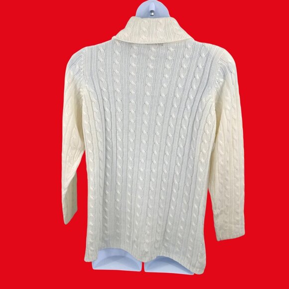 SOFT & COZY KAREN SCOTT IVORY CABLE KNIT COWL NECK SWEATER - L - Picture 4 of 5